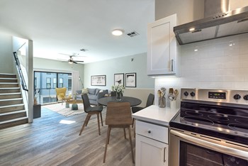 Kitchen and Dining area at Dolce Villagio Lofts in Tempe Arizona January 2021